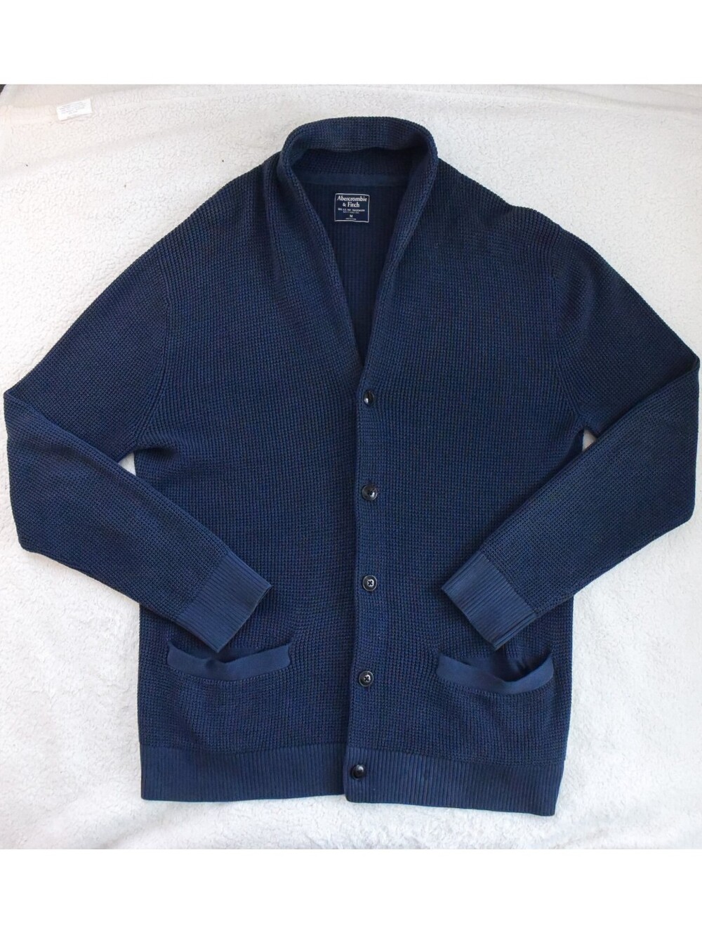 *Abercrombie & Fitch* Men's Navy Blue Shawl Collar Cardigan Sweater - MEDIUM
